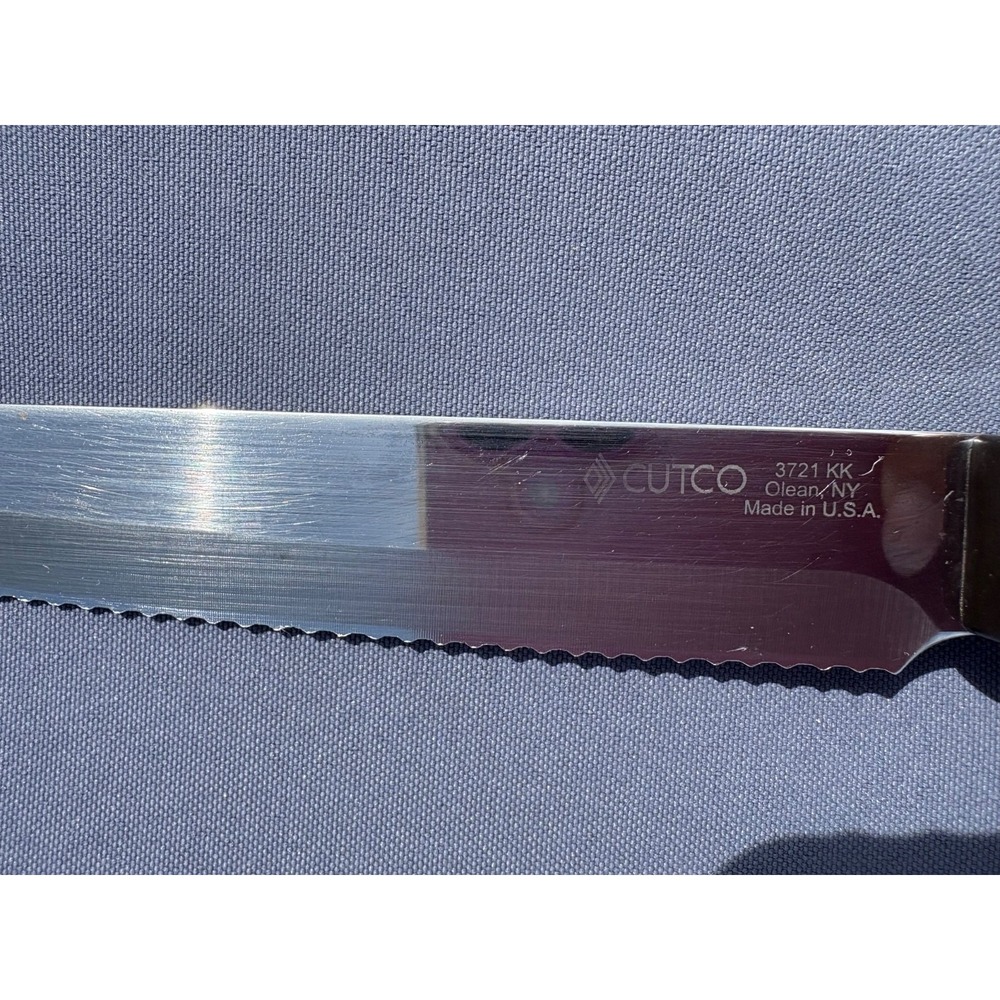 CUTCO 3721 KK Santoku Style Trimmer Serrated Knife Classic Brown Handle - Picture 3 of 5